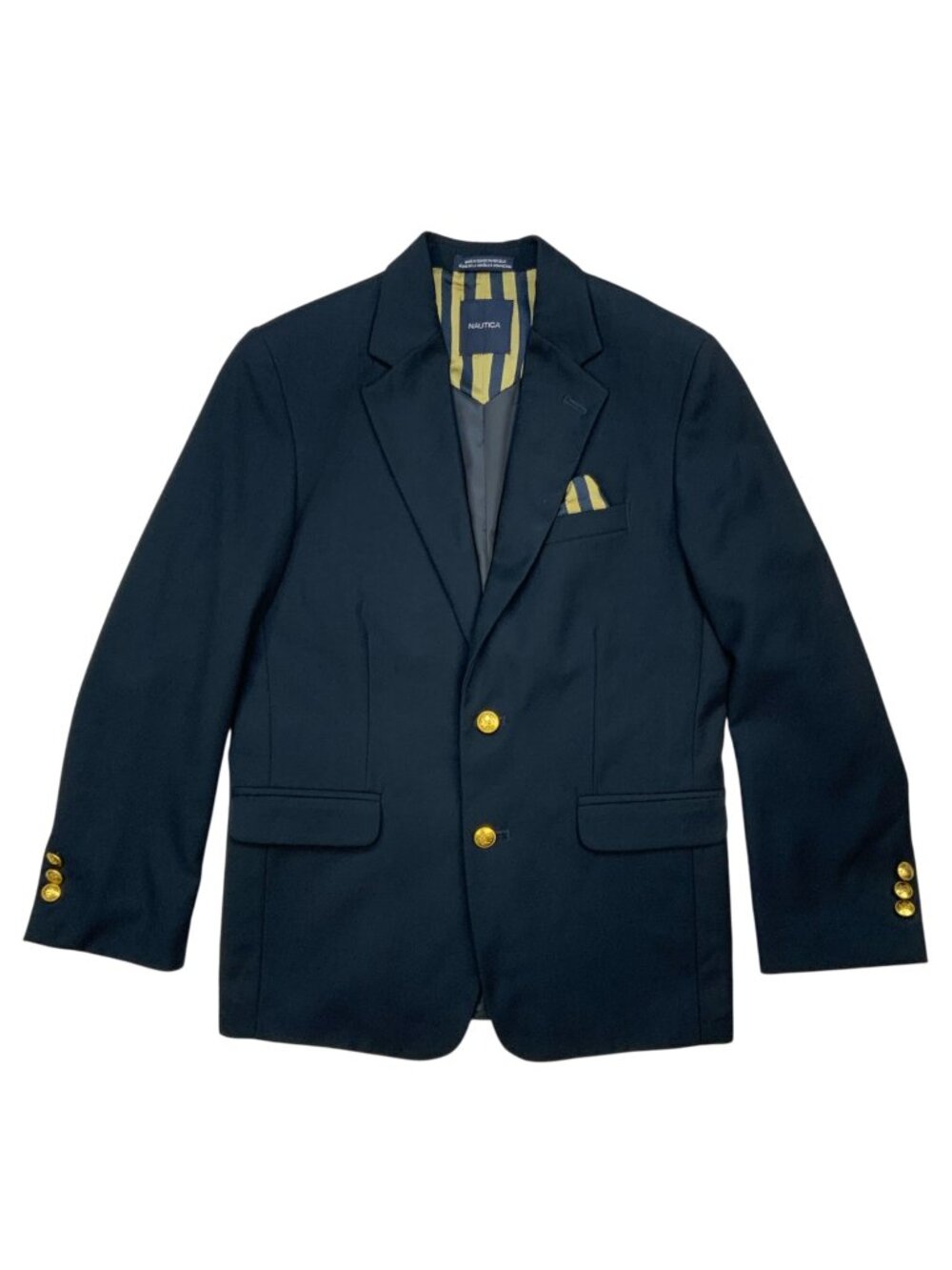 Nautica Boys Brass Button Blazer Jacket 12 Navy Blue